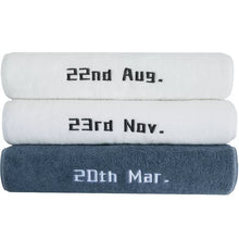 画像をギャラリービューアに読み込む, オーダーメイド 日付刺繍入りタオル コットン 無地