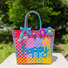 画像をギャラリービューアに読み込む, オーダーメード|名入れショルダーバッグ ハンドバッグ|虹色 多彩 可愛い 大容量|編物 家用|少女 プレゼント