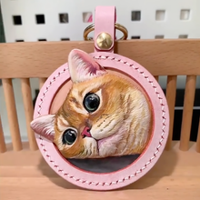 画像をギャラリービューアに読み込む, ストラップ カスタマイズ キーホルダー ペットの写真 牛革 手作り