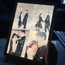 画像をギャラリービューアに読み込む, カスタマイズ LEDフォトフレーム 点灯して絵が浮上する 写真で作る 鏡 光る絵 アニメグッズ 記念品 カップル