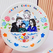画像をギャラリービューアに読み込む, オーダーメイド 写真を手描きイラストに 文字入りお皿 ケーキ皿 食器 プレート おしゃれ 誕生日 記念日