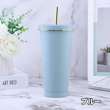 画像をギャラリービューアに読み込む, 名前入りタンブラー 車用カップ オリジナル ステンレス 保温 ストロー付き 大容量 漏れなし プレゼント 男女兼用