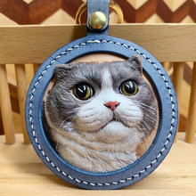 画像をギャラリービューアに読み込む, ストラップ カスタマイズ キーホルダー ペットの写真 牛革 手作り