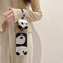 画像をギャラリービューアに読み込む, iPhoneケース ストラップ付き カード収納 スマホケース もふもふ パンダ かわいい