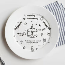 画像をギャラリービューアに読み込む, 周年数カスタマイズ 誕生日結婚記念日祝いお皿 ケーキ皿 デザートプレート おしゃれ 食器