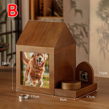 画像をギャラリービューアに読み込む, ペット用骨壷|記念品|木材|写真入り|墓石