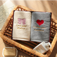 画像をギャラリービューアに読み込む, オーダーメイド 名入れタオル 文字刺繍入りフェイスタオル コットン ハート リボン