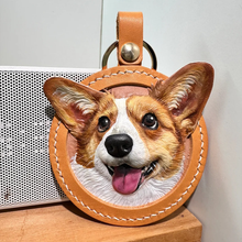 画像をギャラリービューアに読み込む, ストラップ カスタマイズ キーホルダー ペットの写真 牛革 手作り