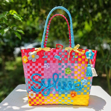 画像をギャラリービューアに読み込む, オーダーメード|名入れショルダーバッグ ハンドバッグ|虹色 多彩 可愛い 大容量|編物 家用|少女 プレゼント