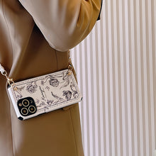 画像をギャラリービューアに読み込む, iPhoneケース ショルダーストラップ付き 花 ハンドストラップ 高級感 大人気 白黒