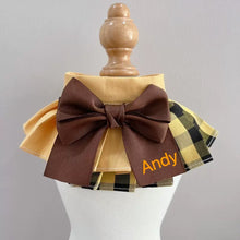 画像をギャラリービューアに読み込む, 【オーダーメイド】名前刺繡入り ペット用首輪|猫・犬 蝶結び チェック柄 スタイ首輪