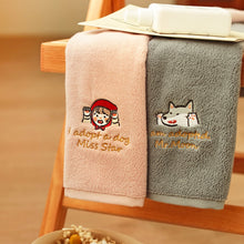画像をギャラリービューアに読み込む, オーダーメイド 名入れタオル 刺繍入りフェイスタオル 赤ずきんと狼イラスト かわいい 柔らかい