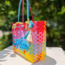 画像をギャラリービューアに読み込む, オーダーメード|名入れショルダーバッグ ハンドバッグ|虹色 多彩 可愛い 大容量|編物 家用|少女 プレゼント