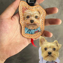 画像をギャラリービューアに読み込む, ストラップ カスタマイズ キーホルダー ペットの写真 牛革 手作り