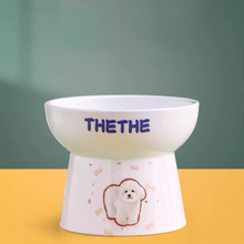 画像をギャラリービューアに読み込む, ペットの写真入り 餌入れ|犬・猫 オリジナル似顔絵と名入れ 耳型のフードボウル|高さを出した 用食器|Unimstar