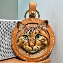 画像をギャラリービューアに読み込む, ストラップ カスタマイズ キーホルダー ペットの写真 牛革 手作り