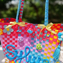 画像をギャラリービューアに読み込む, オーダーメード|名入れショルダーバッグ ハンドバッグ|虹色 多彩 可愛い 大容量|編物 家用|少女 プレゼント