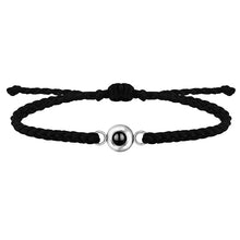 画像をギャラリービューアに読み込む, 写真入り 編みひも ブレスレット 黒