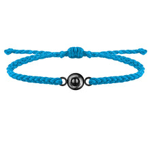 画像をギャラリービューアに読み込む, 写真入り 編みひも ブレスレット ブルー