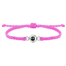 画像をギャラリービューアに読み込む, 写真入り 編みひも ブレスレット ピンク