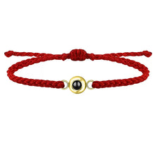 画像をギャラリービューアに読み込む, 写真入り 編みひも ブレスレット 赤