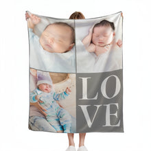 画像をギャラリービューアに読み込む, 3枚写真と「LOVE」 オリジナルブランケット