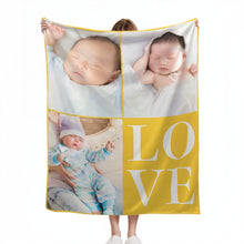 画像をギャラリービューアに読み込む, 3枚写真と「LOVE」 オリジナルブランケット