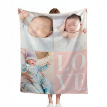画像をギャラリービューアに読み込む, 3枚写真と「LOVE」 オリジナルブランケット