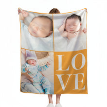 画像をギャラリービューアに読み込む, 3枚写真と「LOVE」 オリジナルブランケット
