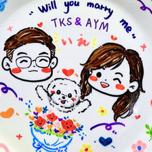 画像をギャラリービューアに読み込む, オーダーメイド 写真を手描きイラストに 文字入りお皿 ケーキ皿 食器 プレート おしゃれ 誕生日 記念日