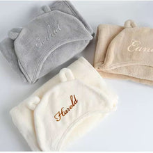 画像をギャラリービューアに読み込む, 【名入れ】オーダーメイドバスタオル フード付き ベビータオル かわいいくまちゃん 出産祝い