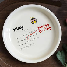 画像をギャラリービューアに読み込む, オーダーメイド 日付入りお皿 陶磁器 おしゃれ 洋食器 誕生日 ケーキ皿 デザートプレート