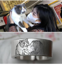 画像をギャラリービューアに読み込む, 刻字 写真彫刻 似顔絵 カップルリング オーダーメイド 指輪 シルバー クリスマスプレゼント