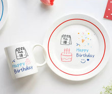 画像をギャラリービューアに読み込む, オーダーメイド 日付入り誕生日祝いお皿 食器 ケーキ皿 パンプレート 陶磁器