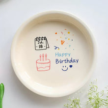 画像をギャラリービューアに読み込む, オーダーメイド 日付入り誕生日祝いお皿 食器 ケーキ皿 パンプレート 陶磁器