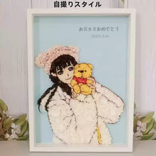 画像をギャラリービューアに読み込む, オーダーメイド 紫陽花プリザーブドフラワー フォトフレーム 写真立て 壁掛け 似顔絵 結婚祝い プレゼント