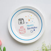 画像をギャラリービューアに読み込む, オーダーメイド 日付入り誕生日祝いお皿 食器 ケーキ皿 パンプレート 陶磁器