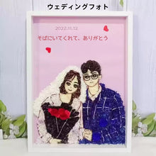 画像をギャラリービューアに読み込む, オーダーメイド 紫陽花プリザーブドフラワー フォトフレーム 写真立て 壁掛け 似顔絵 結婚祝い プレゼント