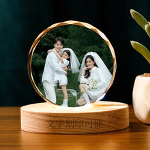 画像をギャラリービューアに読み込む, カスタマイズ可能 写真入り文字入り LEDナイトライト クリスタル 結婚祝い プレゼント