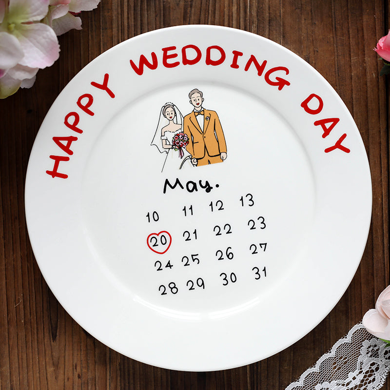 オーダーメイド】オリジナルプレート 日付入りお皿｜陶磁器 結婚祝い