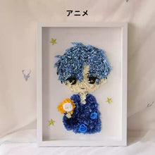 画像をギャラリービューアに読み込む, オーダーメイド 紫陽花プリザーブドフラワー フォトフレーム 写真立て 壁掛け 似顔絵 結婚祝い プレゼント