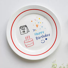 画像をギャラリービューアに読み込む, オーダーメイド 日付入り誕生日祝いお皿 食器 ケーキ皿 パンプレート 陶磁器