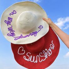 画像をギャラリービューアに読み込む, 【オーダーメイド】名前・メッセージ入り 麦わら帽子|夏 ストローハット 日差し対策|誕生日 母の日 プレゼント