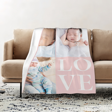 画像をギャラリービューアに読み込む, 3枚写真と「LOVE」 オリジナルブランケット