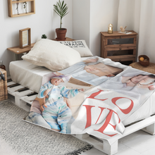 画像をギャラリービューアに読み込む, 3枚写真と「LOVE」 オリジナルブランケット