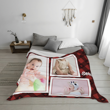 画像をギャラリービューアに読み込む, 赤いチェック柄 名入れフォントブランケット