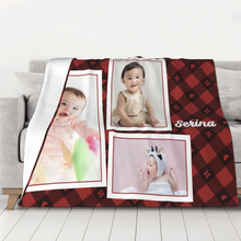 画像をギャラリービューアに読み込む, 赤いチェック柄 名入れフォントブランケット