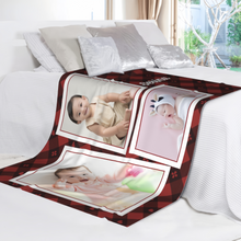 画像をギャラリービューアに読み込む, 赤いチェック柄 名入れフォントブランケット