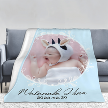 画像をギャラリービューアに読み込む, 写真 名前 誕生日入り 葉っぱブランケット