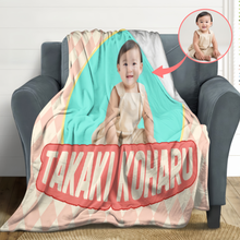 画像をギャラリービューアに読み込む, 赤ちゃんの写真が入ったダイヤモンドチェック柄デザインのブランケット